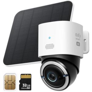 imageeufy Security 4G LTE Cam S330 4K Cellular Solar Security Cameras Wireless Outdoor Pan and Tilt 4G and WiFi DuoMode AI Tracking with SIM Card and 32GB SD Card No WiFi No Problem