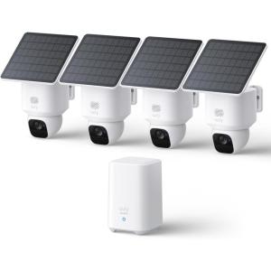 imageeufy Security SoloCam E30 2 Pack Security Cameras Wireless Outdoor Solar Camera Outdoor Wireless 360 Pan AI Tracking 2K Clarity HomeBase S380 Compatible No Monthly Fee4 PackHomebase