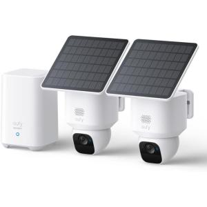 imageeufy Security SoloCam E30 2 Pack Security Cameras Wireless Outdoor Solar Camera Outdoor Wireless 360 Pan AI Tracking 2K Clarity HomeBase S380 Compatible No Monthly Fee2 PackHomebase