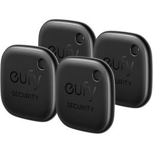imageeufy Security by Anker SmartTrack Link Black 4Pack Android not Supported Works with Apple Find My iOS only Key Finder Bluetooth Tracker for Earbuds and Luggage Phone Finder Water Resistant4 pack