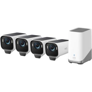imageeufy Security eufyCam S3 Pro 4Cam Kit Solar Camera Outdoor Wireless MaxColor Night Vision 4K Security Camera with Solar Panel Face Recognition AI Expandable Local Storage No Monthly Fee4Cam Kit
