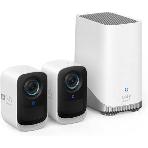 imageeufy Security eufyCam S300eufyCam 3C 2Cam Kit Security Camera Outdoor Wireless 4K Camera Expandable Local Storage up to 16TB Face Recognition AI Color Night Vision Spotlight No Monthly FeeWhite