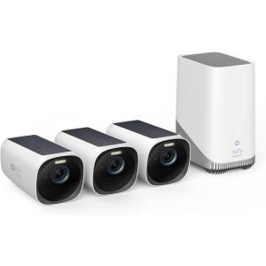 imageeufy Security eufyCam S330 eufyCam 3 2Cam Kit Security Camera Outdoor Wireless 4K Camera with Solar Panel Forever Power Face Recognition AI Expandable Local Storage No Monthly Fee3 Camera Kit