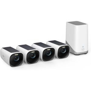 imageeufy Security eufyCam S330 eufyCam 3 2Cam Kit Security Camera Outdoor Wireless 4K Camera with Solar Panel Forever Power Face Recognition AI Expandable Local Storage No Monthly Fee4Cam Kit