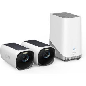 imageeufy Security eufyCam S330 eufyCam 3 2Cam Kit Security Camera Outdoor Wireless 4K Camera with Solar Panel Forever Power Face Recognition AI Expandable Local Storage No Monthly Fee2Cam Kit