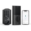 imageeufy Security Smart Lock C30 Keyless Entry Builtin WiFi Deadbolt for Front Door No Bridge Required Easy Installation App Remote Control Auto LockBlack