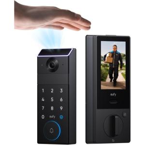 imageeufy FamiLock S3 Max Smart Lock with Palm Vein Recognition Keyless Entry Door Lock for Front Door 3in1 WiFi Keypad Deadbolt 2K HDR Camera Doorbell ANSIBHMA Grade 1 Rear Lock Video ScreenPalm Vein  Video  Rear Screen