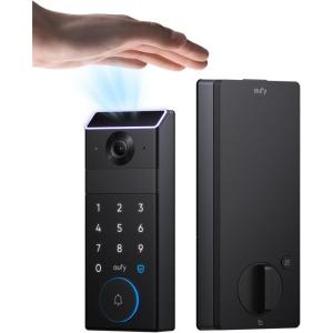 imageeufy FamiLock S3 Max Smart Lock with Palm Vein Recognition Keyless Entry Door Lock for Front Door 3in1 WiFi Keypad Deadbolt 2K HDR Camera Doorbell ANSIBHMA Grade 1 Rear Lock Video ScreenPalm Vein  Video
