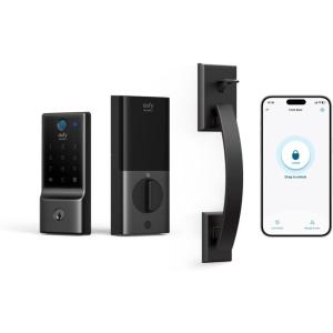 imageeufy Security Smart Lock C220 with Door Lever Fingerprint Keyless Entry Door Lock Builtin WiFi App Remote Control Front Door Deadbolt 8 Months Battery Reliable Power IP53 WaterproofLarge Handle  Wifi  Fingerprint