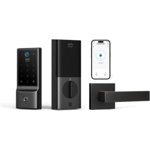 imageeufy Security Smart Lock C220 with Door Lever Fingerprint Keyless Entry Door Lock Builtin WiFi App Remote Control Front Door Deadbolt 8 Months Battery Reliable Power IP53 WaterproofSmall Handle  Wifi  Fingerprint