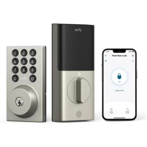 imageeufy Security Smart Lock C30 Keyless Entry Builtin WiFi Deadbolt for Front Door No Bridge Required Easy Installation App Remote Control Auto LockNickel