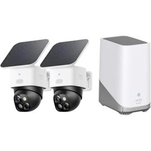 imageeufy Security SoloCam S340 2Cam Pack with HomeBase S380 HomeBase 3 Solar Security Camera Wireless Outdoor Camera 360 Pan ampamp Tilt Surveillance No Monthly Fee HomeBase S380 Compatible