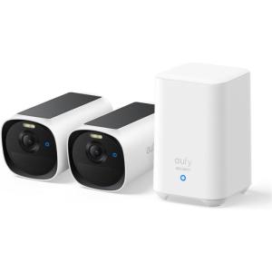 imageeufy Security eufyCam E40 2Cam Kit HomeBase 2 Outdoor Wireless Solar Security Camera 2K Resolution with Integrated Solar Panel MaxColor Night Vision Expandable Local Storage No Monthly Fee