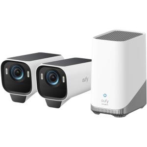 imageeufy Security eufyCam S3 Pro 2Cam Kit Solar Camera Outdoor Wireless MaxColor Night Vision 4K Security Camera with Solar Panel Face Recognition AI Local Storage No Monthly Fee Renewed2 cam pack