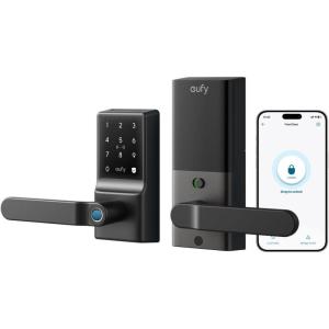 imageeufy Smart Lock C33 Keypad Door Lock with Handle Fingerprint Door Knob Keyless Entry Door Lock for Front Door and Bedrooms Electronic Deadbolt WiFi Remote App Control IP53 Waterproof BlackBlack