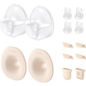 imageeufy Original 24mm Flange 2Pack Milk Container 2Pack Diaphragm 2Pack Duckbill Valves 4Pack Spout Cap 4Pack Replacement Accessories for Wearable Breast Pump S1S1 Pro