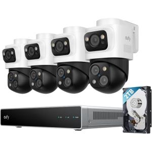 imageeufy PoE NVR Security Camera System S4 2 BulletPTZ Cams 2 Bullet Cams 360 PTZ AI Auto Framing ampamp Tracking Smart Video Search Color Night Vision PreInstalled 2TB HDD247 Recording4 BulletPTZ Cams