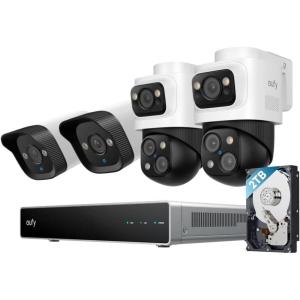 imageeufy PoE NVR Security Camera System S4 2 BulletPTZ Cams 2 Bullet Cams 360 PTZ AI Auto Framing ampamp Tracking Smart Video Search Color Night Vision PreInstalled 2TB HDD247 Recording2BulletPTZ2Bullet Cams