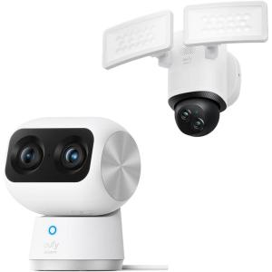 imageeufy Security Floodlight Camera E340 Wired 360 Pan and Tilt Indoor Cam S350 Dual Cameras 4K UHD Resolution Security Camera with 8 Zoom and 360 PTZ