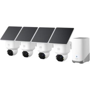 imageeufy Security SoloCam E42 4Cam Kit HomeBase S380 4K Security Camera Wireless Outdoor Solar Powered AI Motion Tracking Strobe Light Pan ampamp Tilt Facial Recognition Local Storage Up to 16 TB4Cam Kit