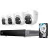 imageeufy PoE NVR Security System E40 247 Recording16CH 2TB HDD 4 4K Bullet Cams Wired Outdoor Cam 4K UHD 122 FOV Color Night Vision AI Detection Red and Blue Strobe4 Turret Cams