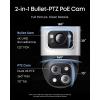 imageeufy PoE BulletPTZ Cam S4 NVR Add On Cam 4K UHD Triple Lens 122 FOV 360 Pan and Tilt 8 Hybrid Zoom AI Tracking Red and Blue Light Color Night Vision PoE Plug and Play 247 Recording
