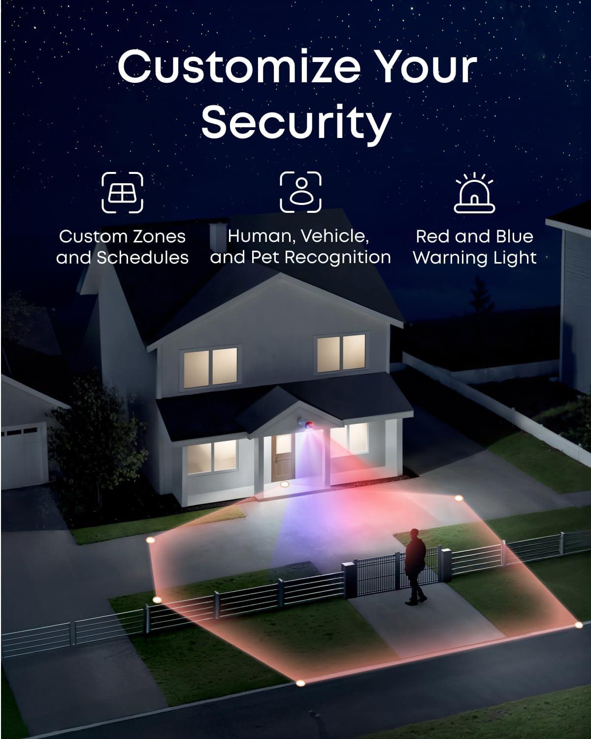 imageeufy PoE NVR Security System E41247 RecordingUp to 16CH 2TB HDD 8 4K Turret Cams Wired Outdoor Cam 4K UHD 122 FOV Color Night Vision AI Detection Red and Blue Strobe8 Bullet Cams