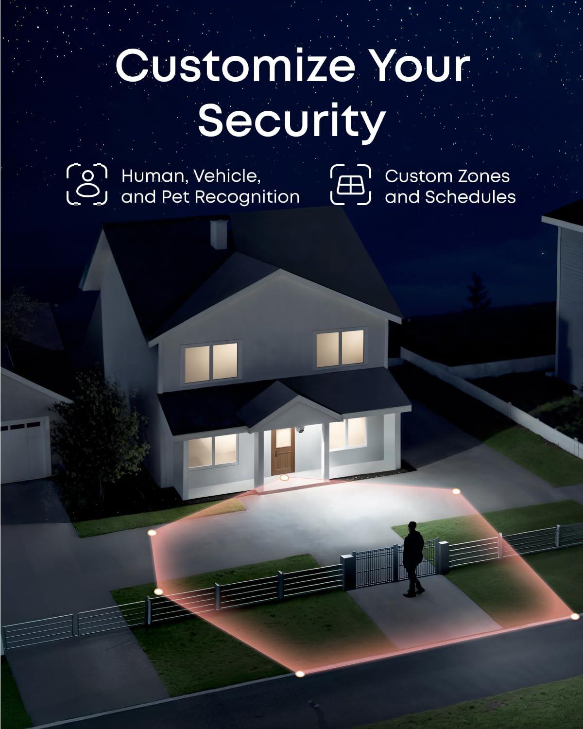 imageeufy PoE NVR Security System E41247 RecordingUp to 16CH 2TB HDD 8 4K Turret Cams Wired Outdoor Cam 4K UHD 122 FOV Color Night Vision AI Detection Red and Blue StrobeTurret Addon Cam