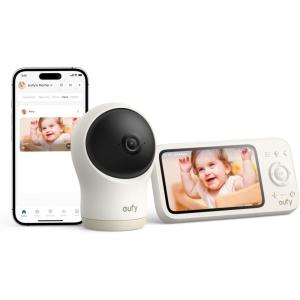 imageeufy Baby Monitor C10 with 2K HD Camera 45quot 480p Display 4 Zoom PanTilt Night Vision Hybrid WiFi ampamp No WiFi Connection 12 H Battery Motion Cry Noises Temperature Alters 2Way Talk VOX